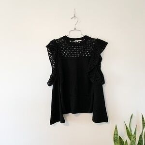 Tularosa Crochet Black Cold Shoulder Blouse sz XS
